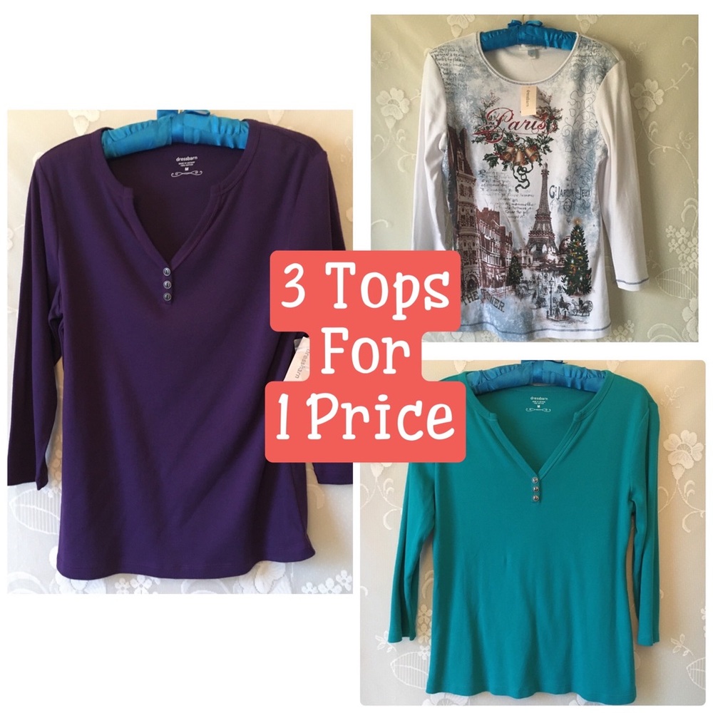 3 Simple Dress Barn Classic Tops for 1 Price Lot